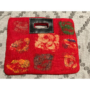 Rising‎ Tide Felted Wool Red Purse Clutch Boho Zip